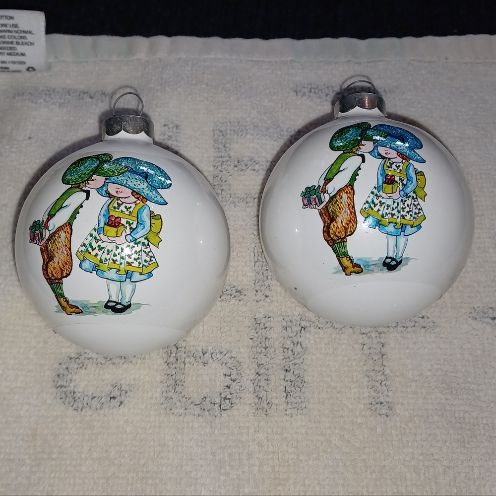 Holly Hobby Glass Ball Christmas Ornaments Prairie Girl Vintage